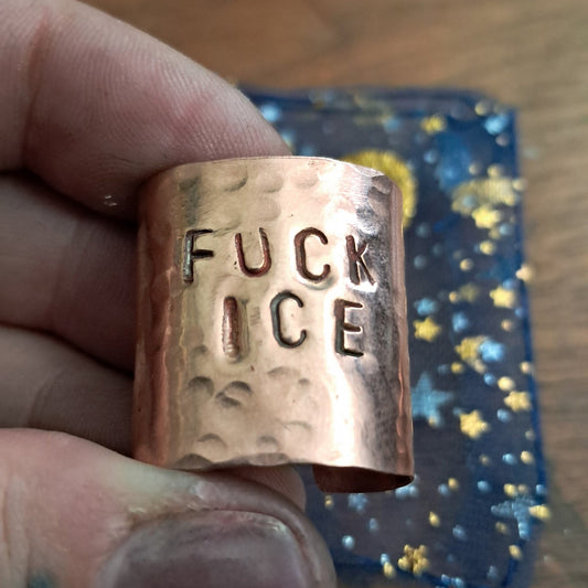 FUCK ICE Copper Hammered Hair Cuff