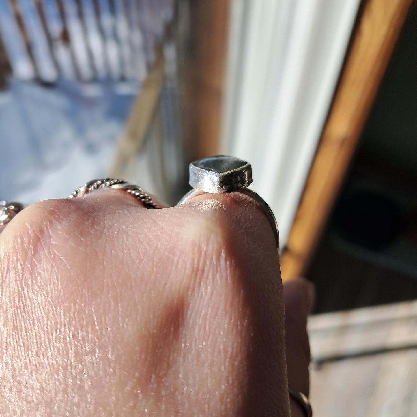 Sterling Silver Heart Labradorite Ring – Handcrafted Gemstone Band, Custom Sizing