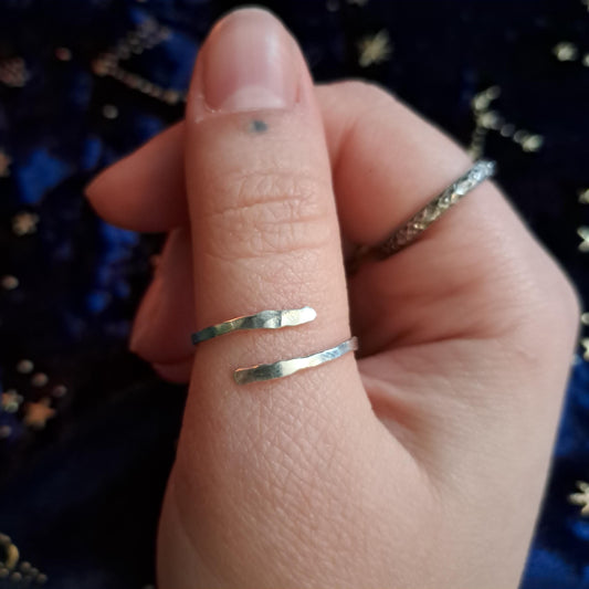 Hammered Sterling Silver Adjustable Ring – Handcrafted Stacking Band, Minimalist Jewelry
