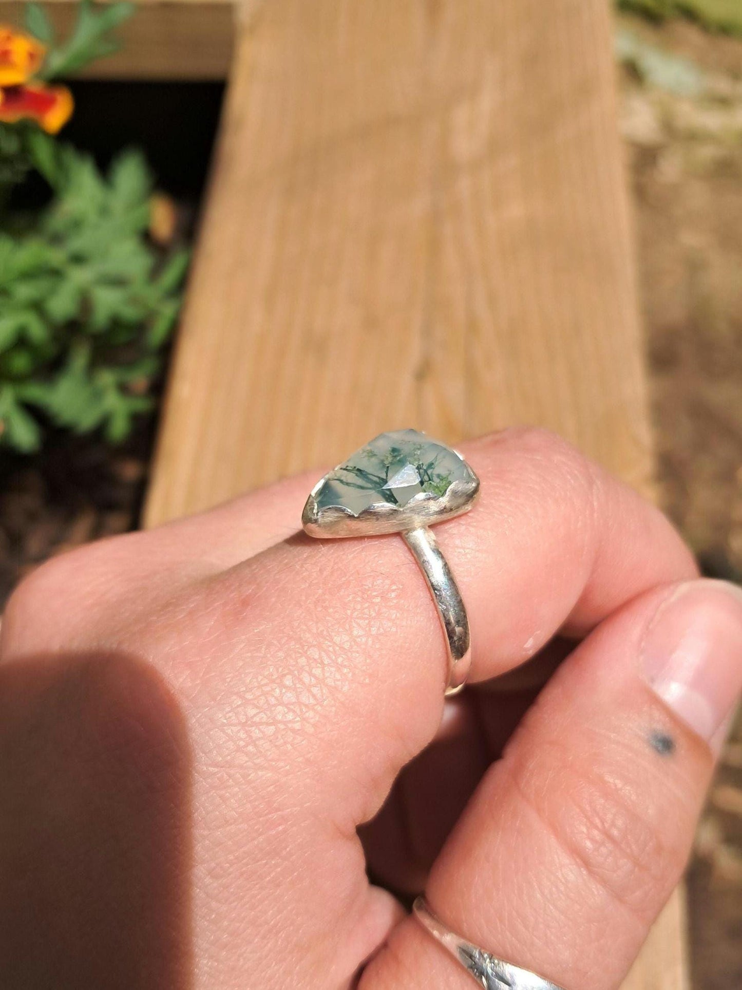 Sterling Silver Moss Agate Ring – Custom Made to Order