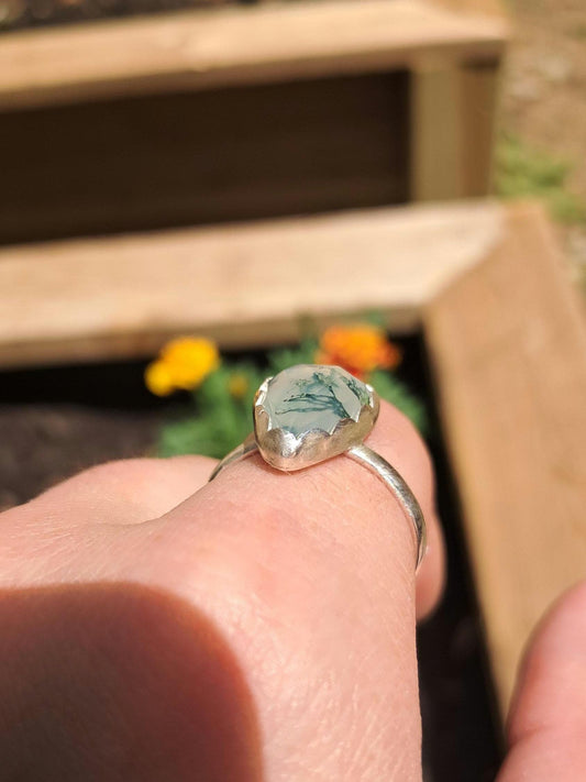 Sterling Silver Moss Agate Ring – Custom Made to Order