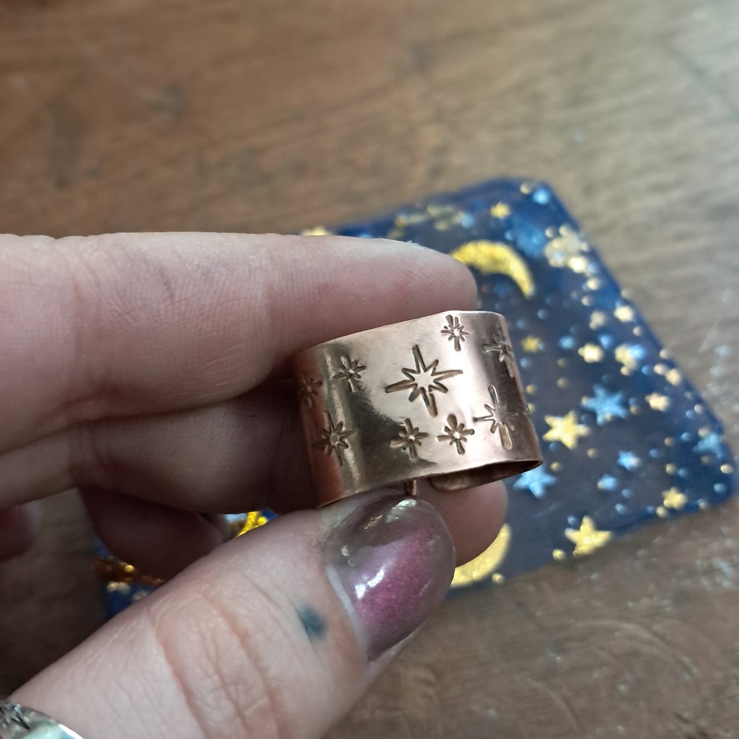 Copper Star Stamped Hair Cuff