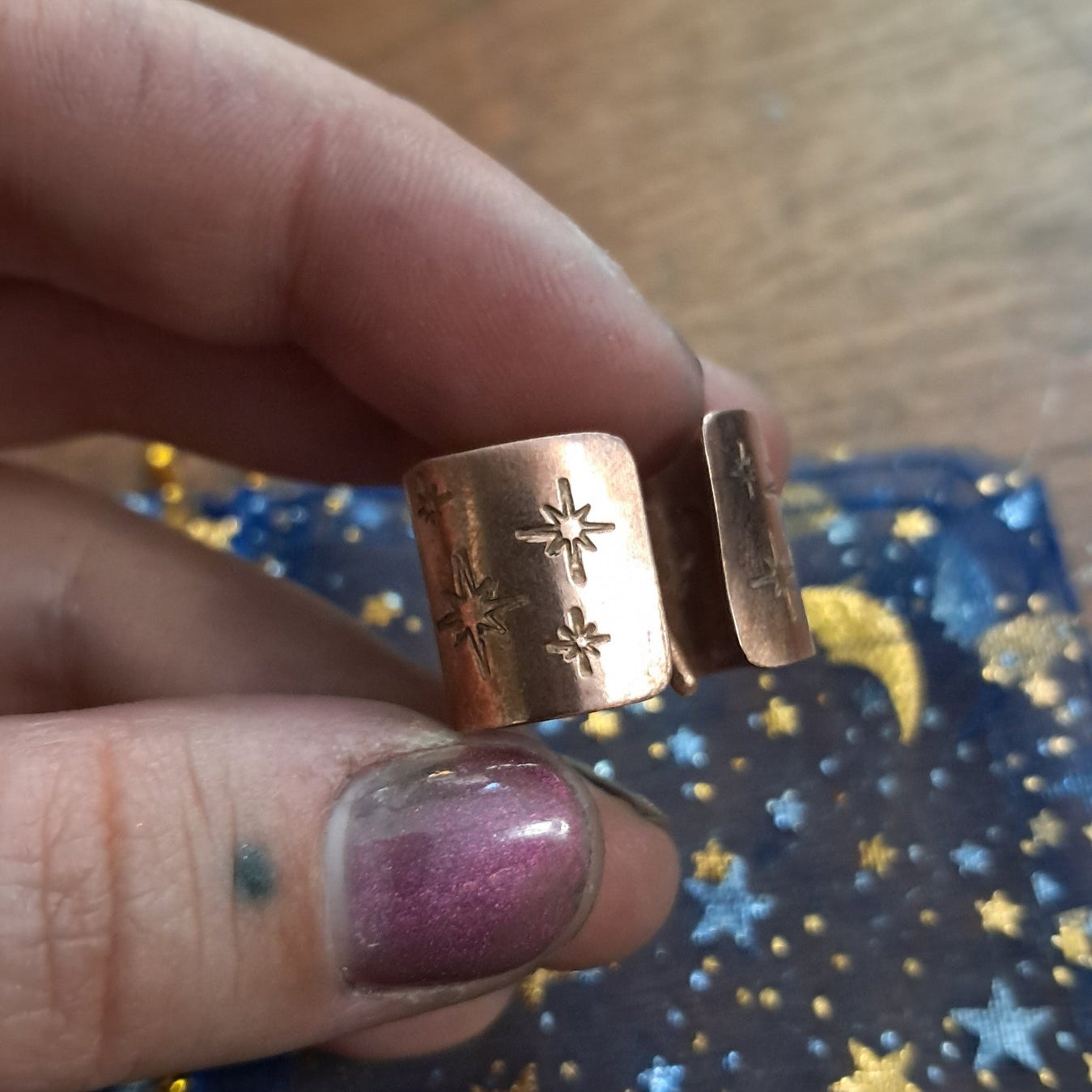 Copper Star Stamped Hair Cuff