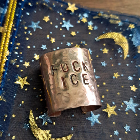 FUCK ICE Copper Hammered Hair Cuff
