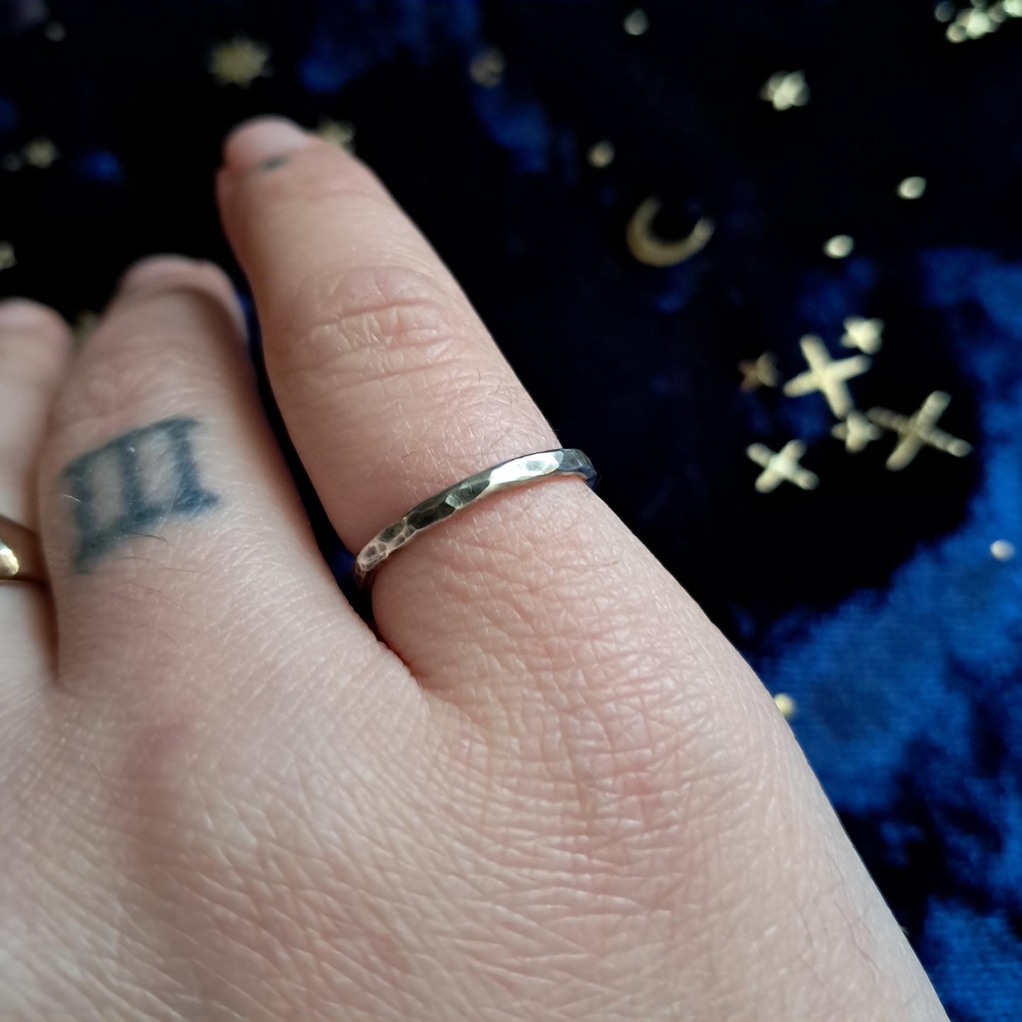 Thin Hammered Sterling Silver Band – Handcrafted Dainty Stacking Ring, Everyday Minimalist Jewelry