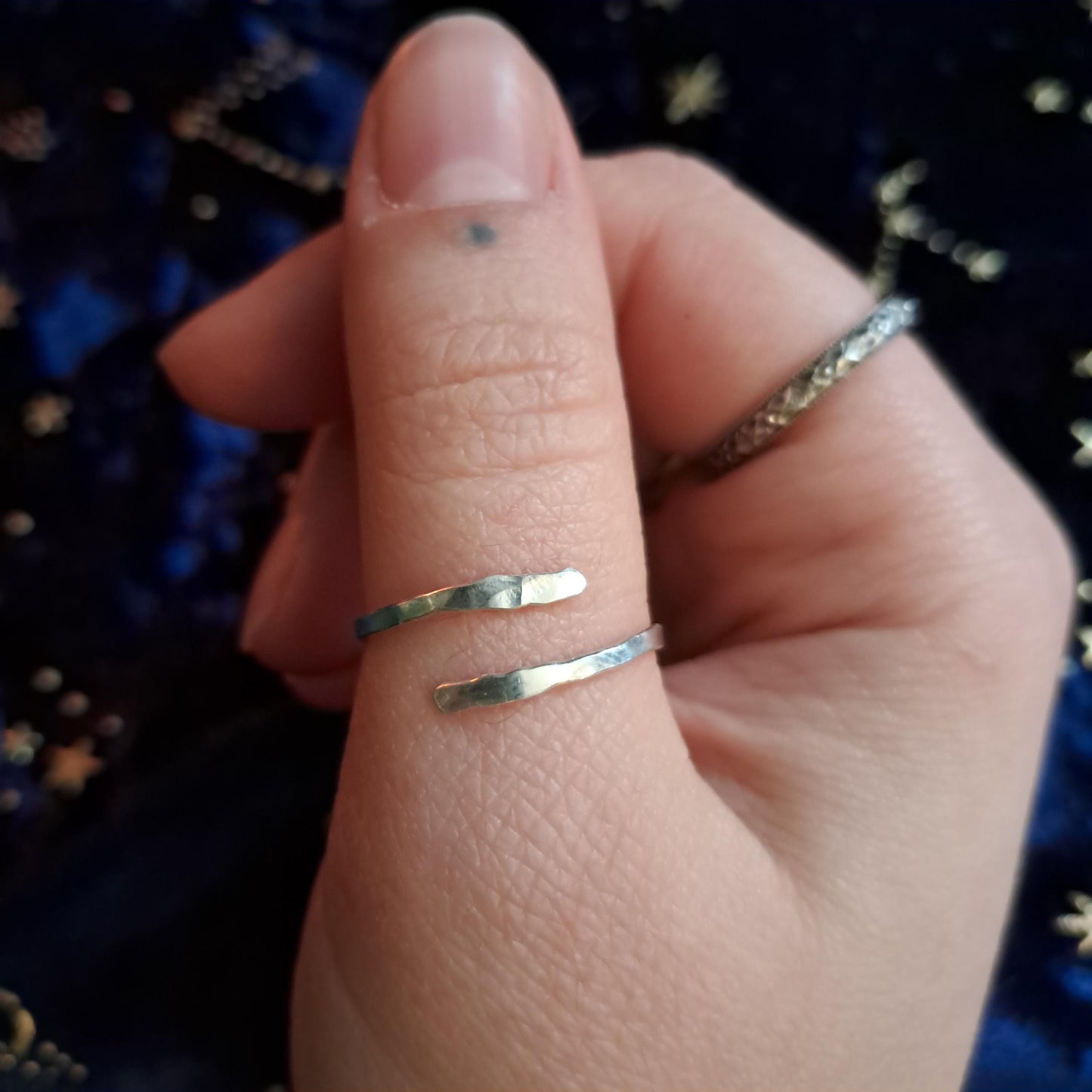 Hammered Sterling Silver Adjustable Ring – Handcrafted Stacking Band, Minimalist Jewelry