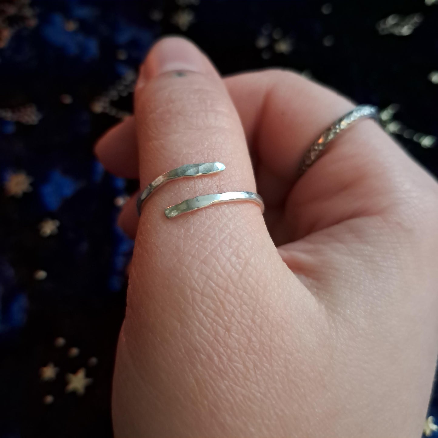 Hammered Sterling Silver Adjustable Ring – Handcrafted Stacking Band, Minimalist Jewelry