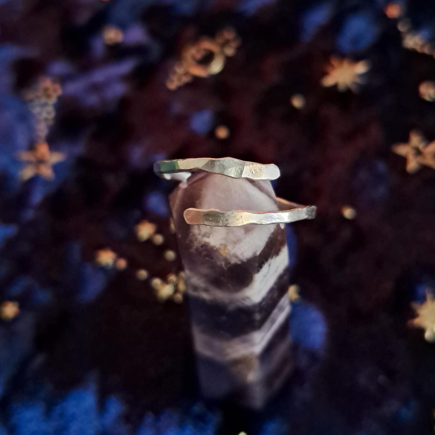 Hammered Sterling Silver Adjustable Ring – Handcrafted Stacking Band, Minimalist Jewelry