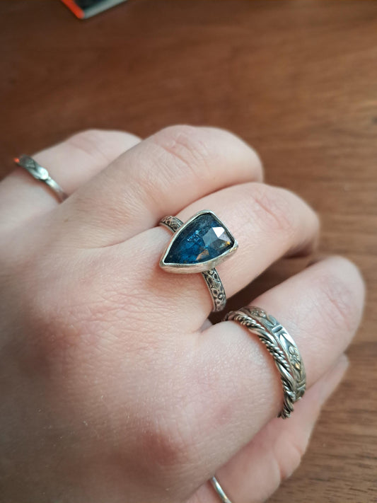 Sterling Silver Moss Kyanite Ring – Custom Made to Order