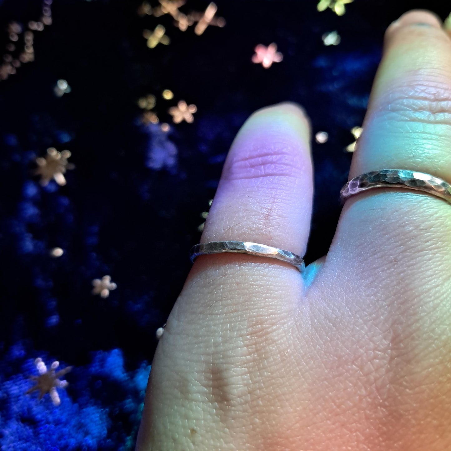 Thin Hammered Sterling Silver Band – Handcrafted Dainty Stacking Ring, Everyday Minimalist Jewelry