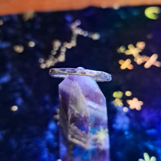 Thin Hammered Sterling Silver Band – Handcrafted Dainty Stacking Ring, Everyday Minimalist Jewelry