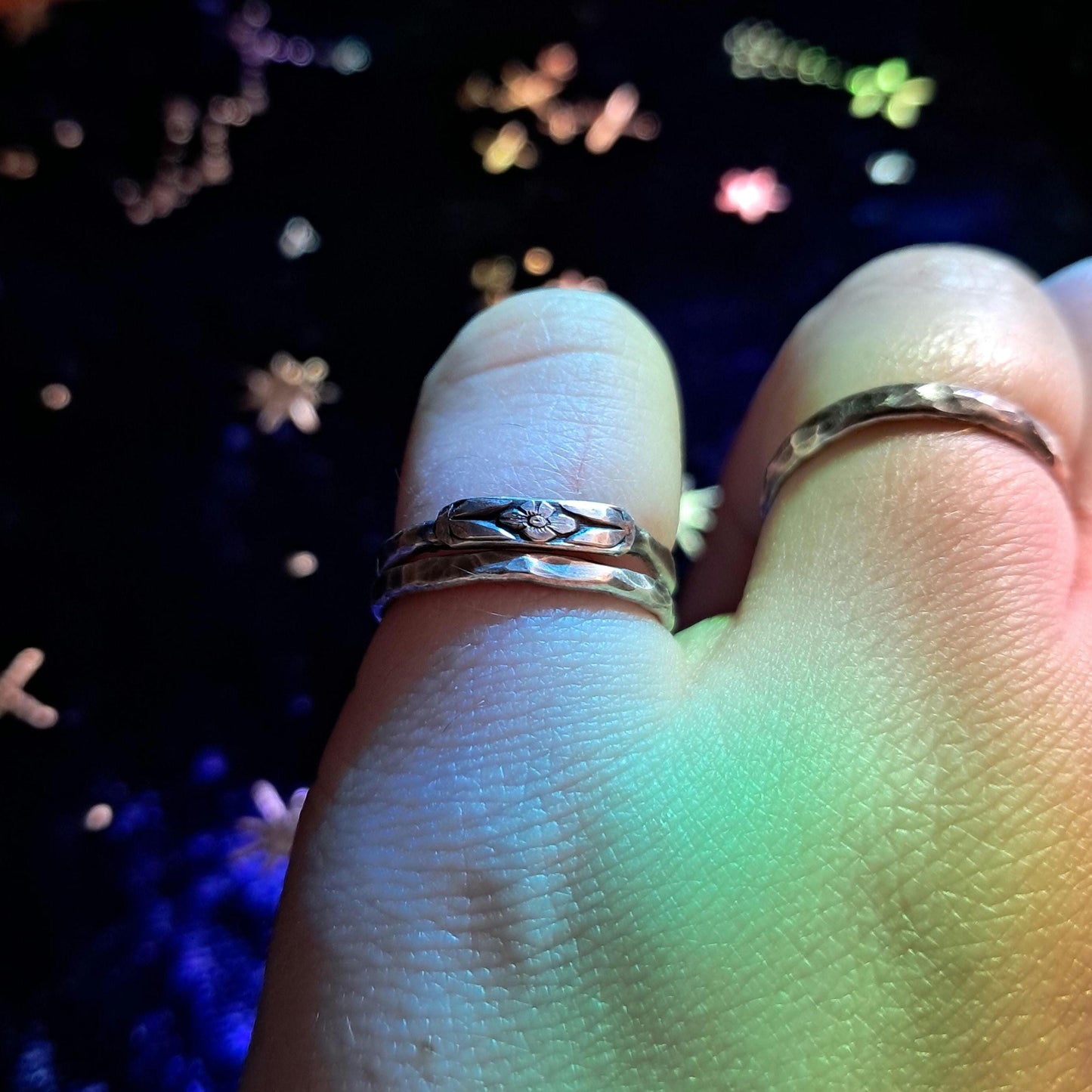 Thin Hammered Sterling Silver Band – Handcrafted Dainty Stacking Ring, Everyday Minimalist Jewelry