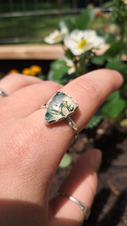 Sterling Silver Moss Agate Ring – Custom Made to Order