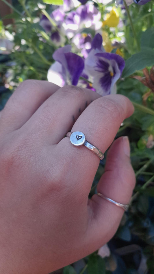 The Heartsmith | Sterling Silver Hammered Heart Ring, Handmade Minimalist Jewelry