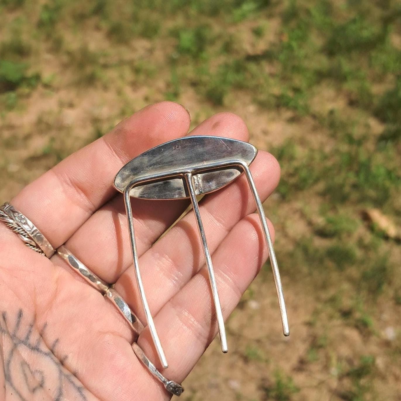 Labradorite Sterling Silver Hair Comb | Something Blue Heirloom, Handmade Boho Hair Accessory