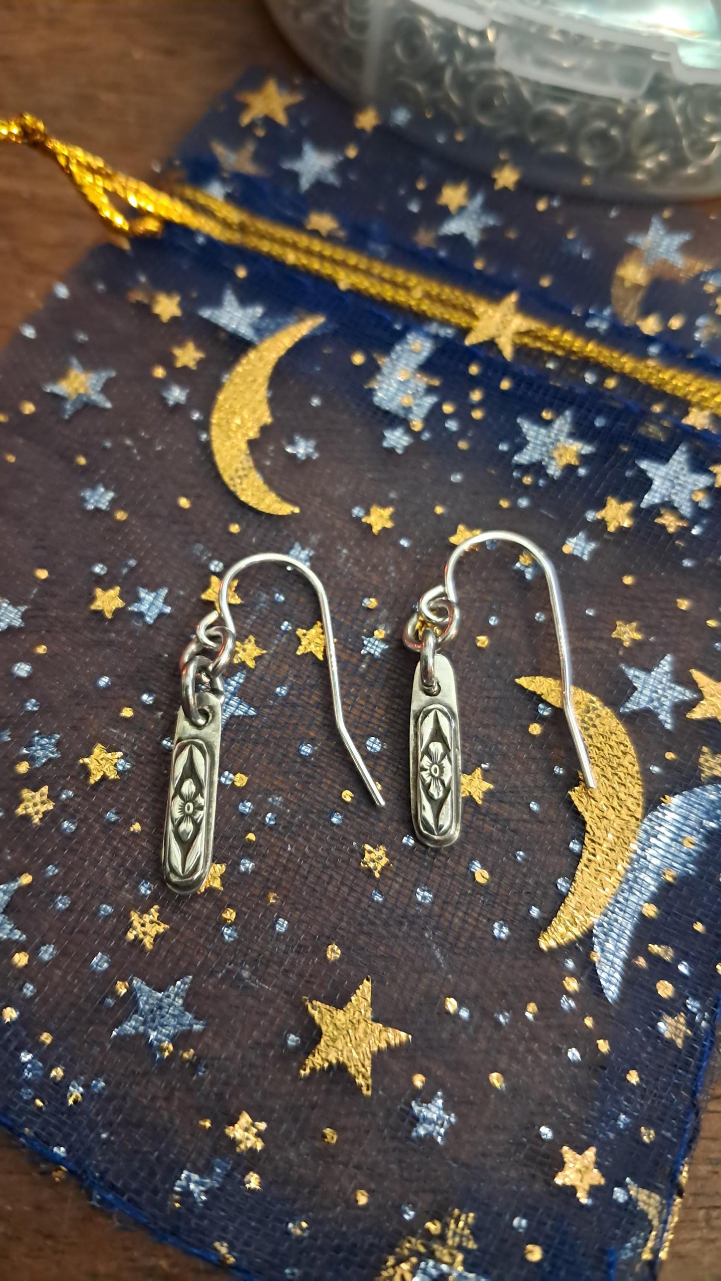 Sterling Silver Forget Me Not Dangle Hook Earrings | Handmade Floral Earrings | Sold as a pair